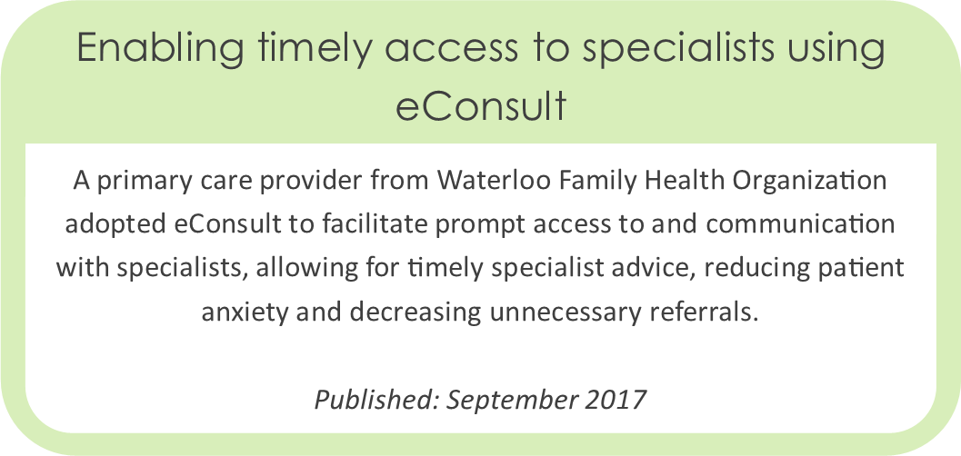 Enabling timely access to specialists using eConsult